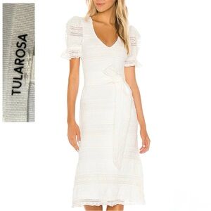 🤍 Tularosa (Revolve Style) White Puff-Sleeve Ruffle Dress TULA-WD1038 Sz XS